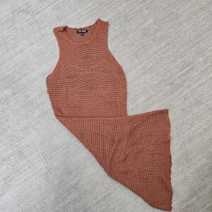 Steve Madden Asymmetrical Knit Dress in Rust